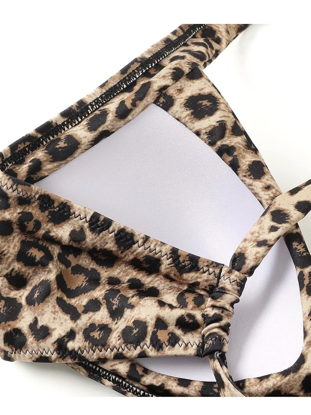 Women's Sexy Front Criss Cross Leopard Print & Black Cutout One-Piece Size M - Picture 7 of 7